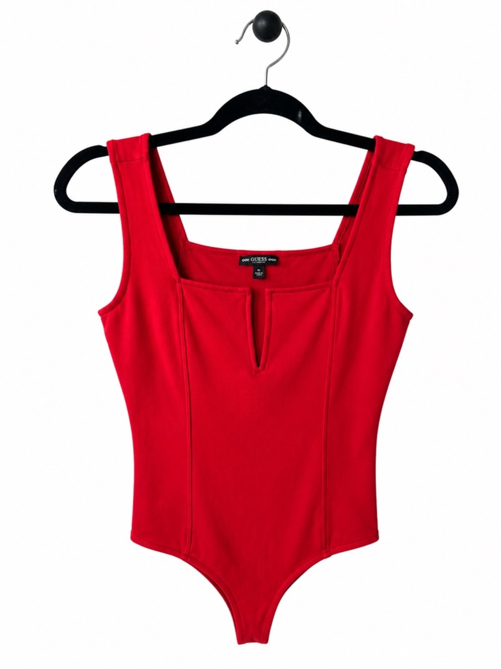Guess Red Square-Notch Tank Bodysuit